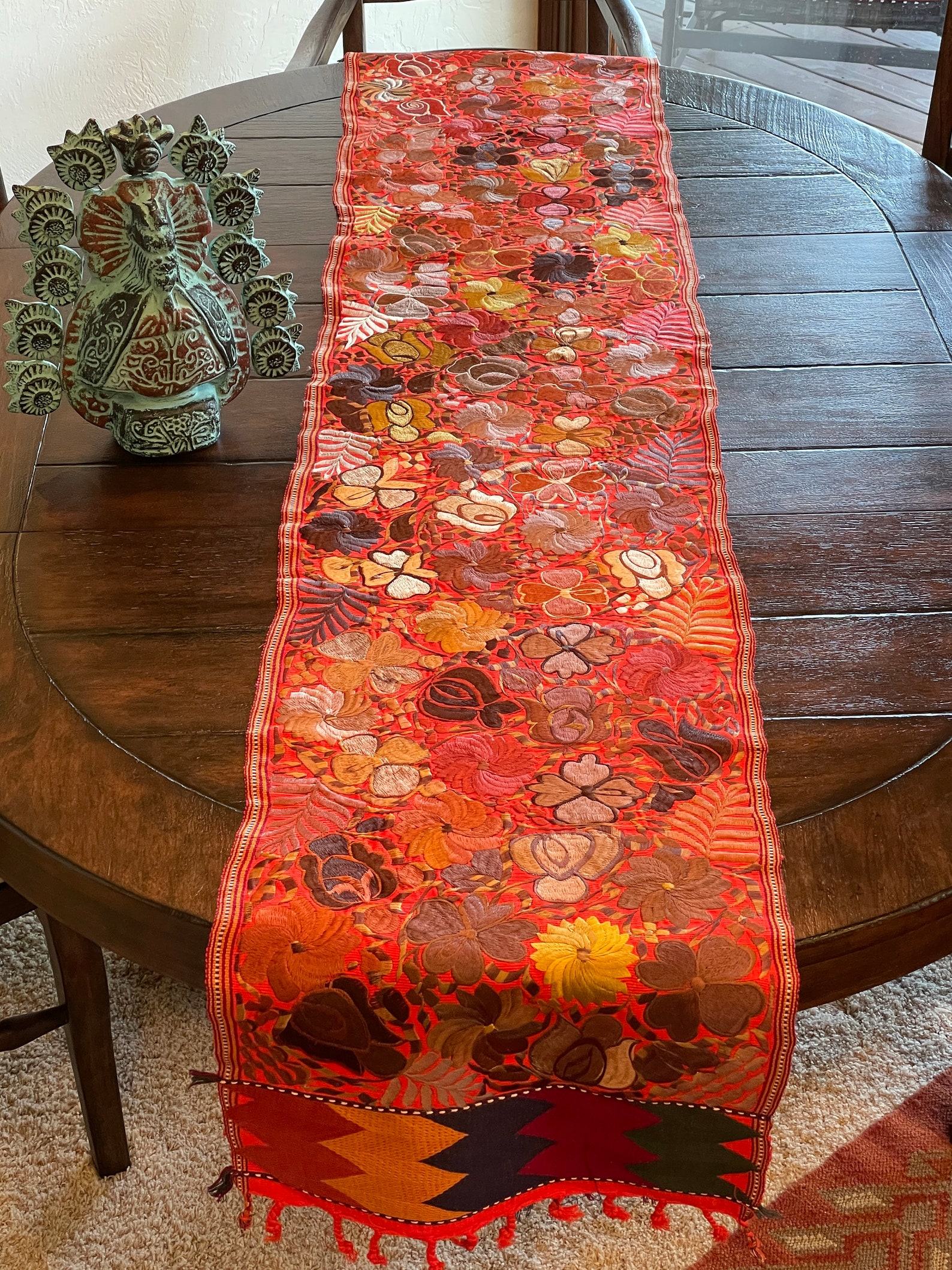 Mexican Table Runner 7 1/2' Long Floral Design on Brick Etsy