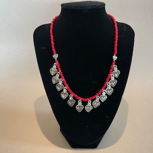 Mexican Jewelry (Red Beads), Mexican Costume Jewelry, Mexican Milagro Jewelry, Mexico Milagros, Mexican Charms