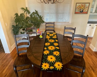 OTOMI TISCHLÄUFER, Breit, SONNENBLUMEN, Hand Bestickter Läufer, Tenango Läufer, Mexikanische Wandkunst, Mexikanische Wandbehang, Mexikanische Tischläufer