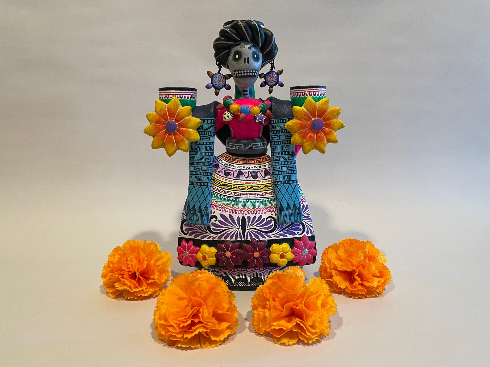 Handmade FRIDA CANDELABRA Clay Day of the Dead Dia De Los Etsy
