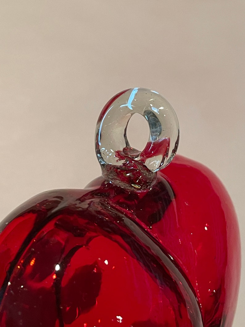 RED Blown GLASS HEART, Large, Red Blown Glass Heart Ornament, Red Glass ...
