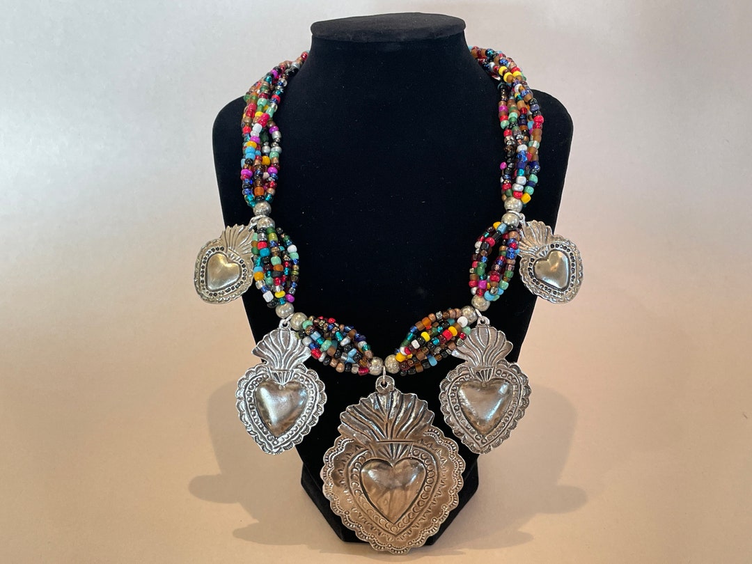 Mexican Sacred Heart Jewelry, Mexican Costume Jewelry, Mexican Milagro