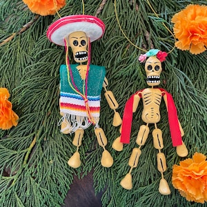 Calavera Ornaments, Dia de los Muertos Skeletons, Day of the Dead Skull, Miniature Calavera, Mexico Christmas Ornament