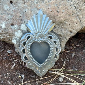 Sacred Heart Shaped Nicho with Glass Door, Mexican Nicho, Mexico Religious Art, Rustic Nicho