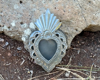 Sacred Heart Shaped Nicho with Glass Door, Mexican Nicho, Mexico Religious Art, Rustic Nicho