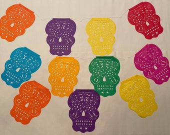 LARGE DAY of the DEAD, Papel Picado, Papel Picado Calavera, Dia de Muertos, Mexican Banner, Mexican Papel Picado, Paper Banners
