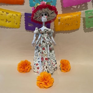 Catrina, Day of the Dead, CATRINA with Hat, Paper Mache, Dia de los Muertos Doll, Day of the Dead Doll,