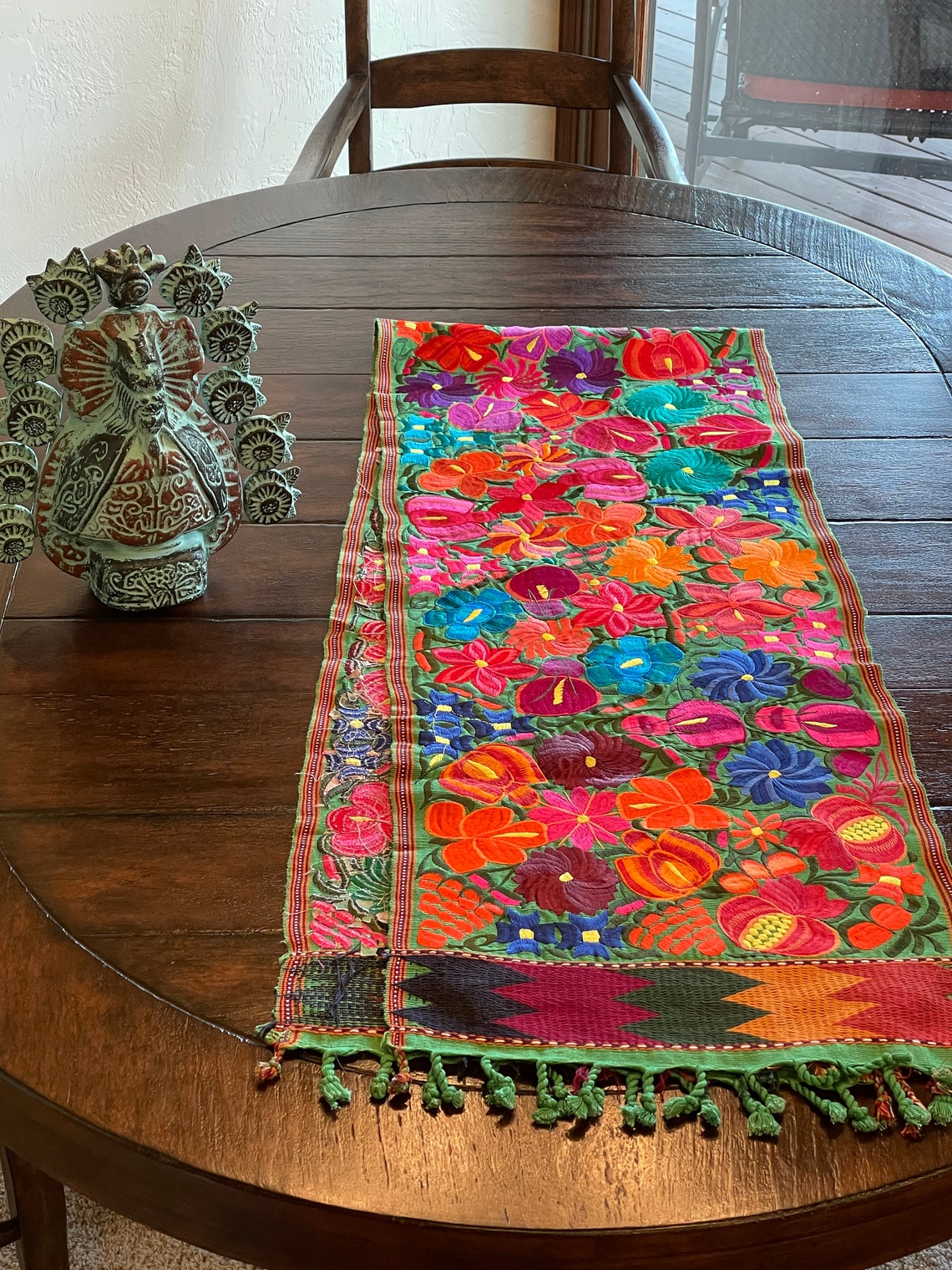 Mexican Table Runner 7 1/2' Long Floral Design on Etsy