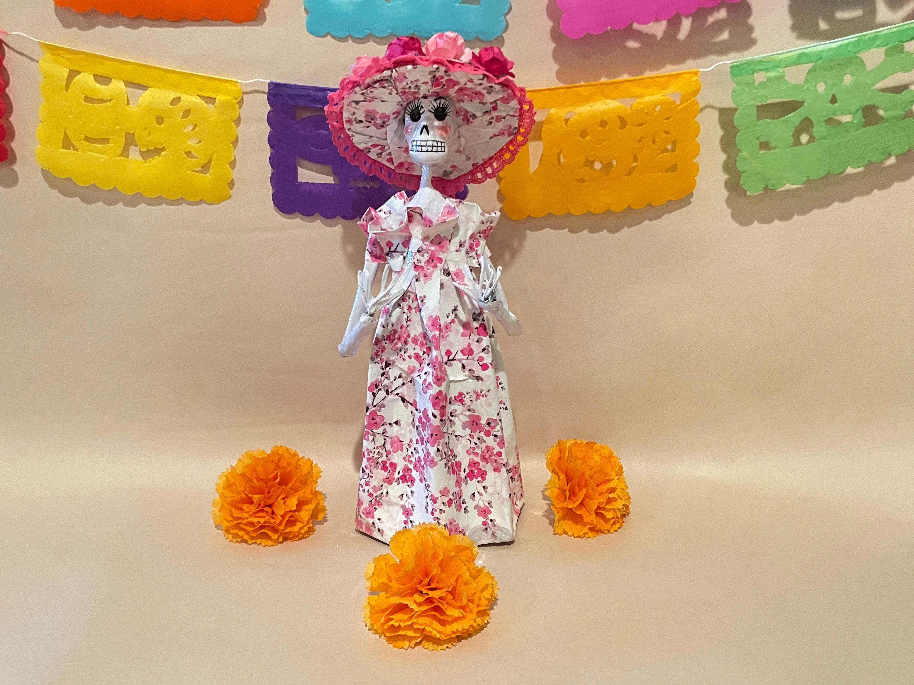 Catrina, Day of the Dead, CATRINA with Hat, Paper Mache, Dia de los Muertos Doll, Day of the Dead Doll,