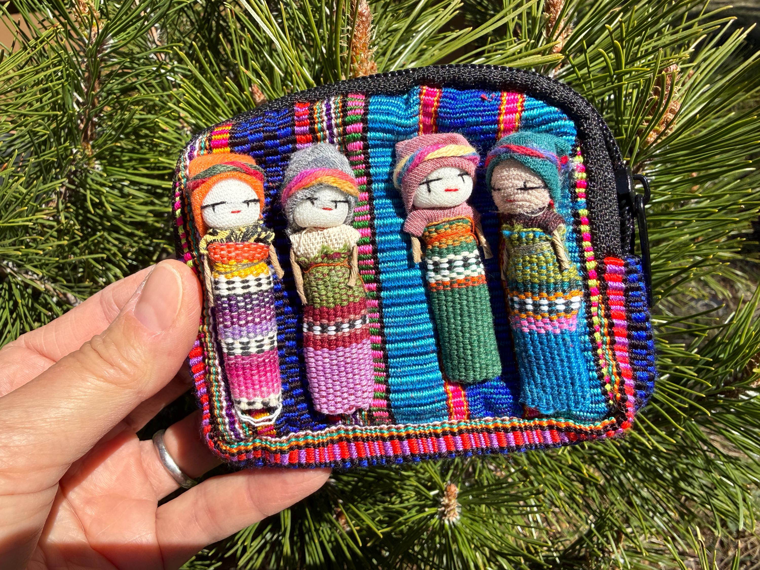 Guatemalan Bohemian Messenger Bag - Worry Dolls -Upcycled- Charming Folk Art Worry Dolls Purse - Etsy UK main image 2