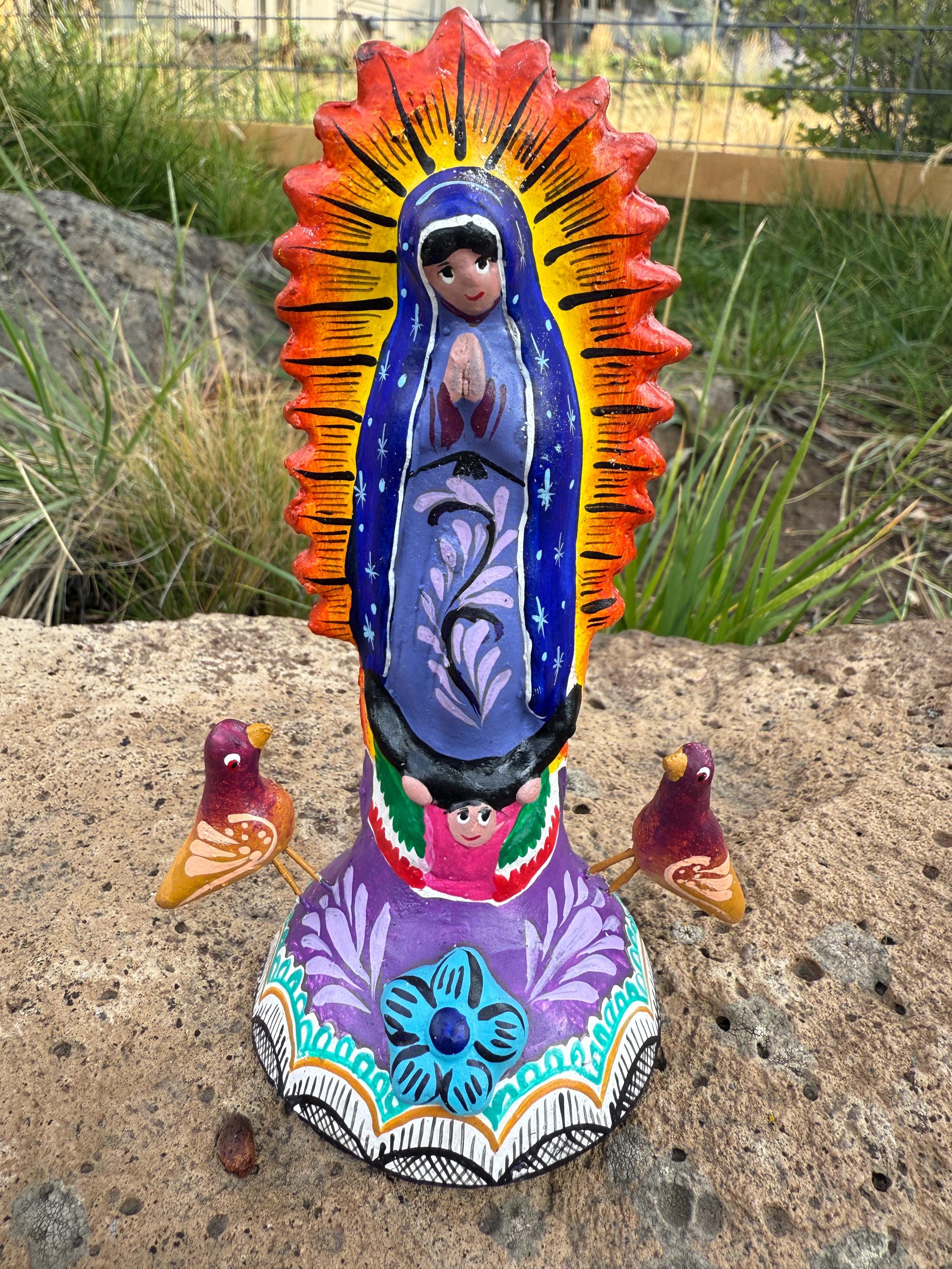 VIRGIN of GUADALUPE Statue, Guadalupe Figure, Clay Guadalupe