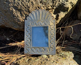 Tin Nicho with Glass Door, Mexican Nicho, Mexico Religious Art, Rustic Nicho