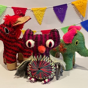 HAND Stitched WOOL Animals, MEXICAN Plush Toy, Plushie, Stuffed Animals, Mexican Animal Ornament