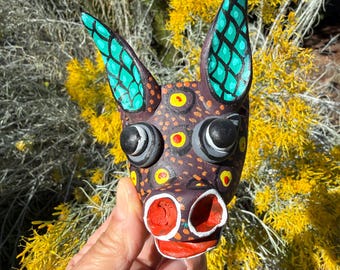 ミチョアカン州の小さな「悪魔」マスク、メキシコ民芸品、オクミチョ