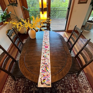 OTOMI HORIZONTAL Table Runner, NARROW, Hand Embroidered Runner, Tenango Runner, Mexican Wall Art, Mexican Wall Hanging, Mexican Table Runner