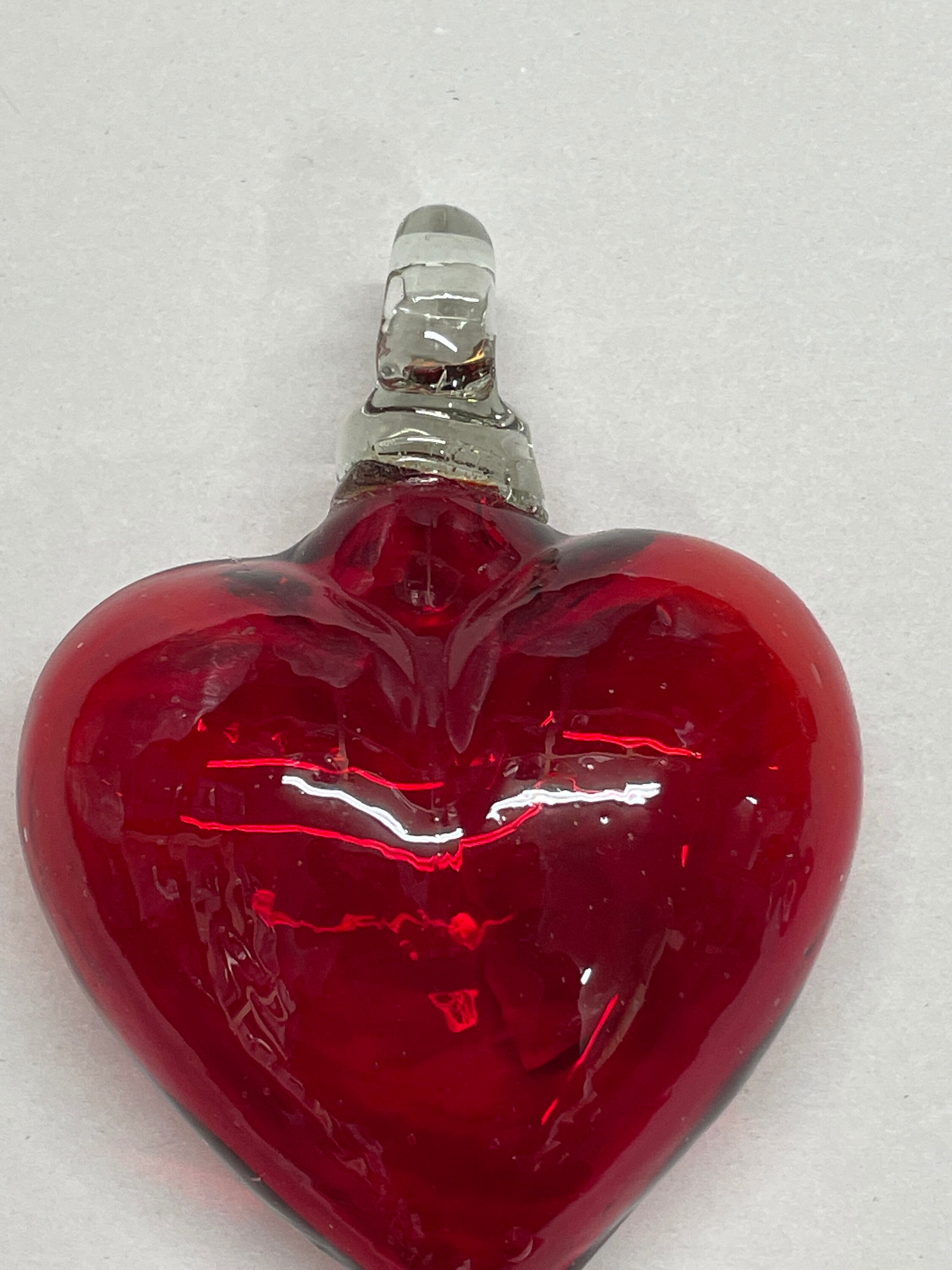 Webbed Heart Blown GLASS HEARTS, Webbed Red or Chocolate, Red, Blown Glass Heart ...