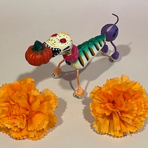 Day of the Dead Dog, Catrina Dog,  Dia de los Muertos Dog, Dog with Pumpkin, Miniature Day of Dead Dog, Calavera Dog