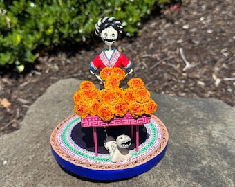 CATRINA Venta de caléndulas, Día de los Muertos Caléndulas, Decoración del Día de los Muertos, Calavera de Azúcar de México