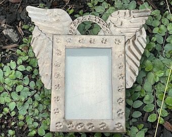 Nicho with Angel Wings and Glass Door, Mexican Nicho, Mexico Religious Art, Rustic Nicho