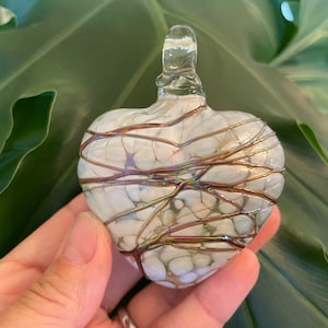 Webbed CHOCOLATE Blown GLASS HEARTS, Blown Glass Heart Ornament, Glass Heart Ornament, Mexican Ornament, Corazon de Vidrio