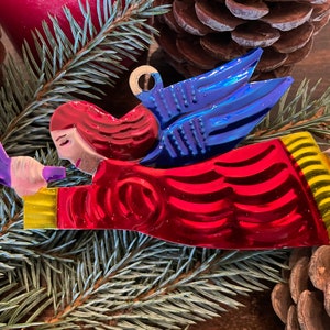 Angel Ornament, Tin Angel Ornament, Christmas Angel, Mexican Tin Angel Ornament, Ornamento Navidad