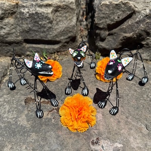 Day of the Dead Black Dog, Dia de los Muertos Pup, Miniature Day of Dead Dog, Calavera Dog, Skeleton Puppy