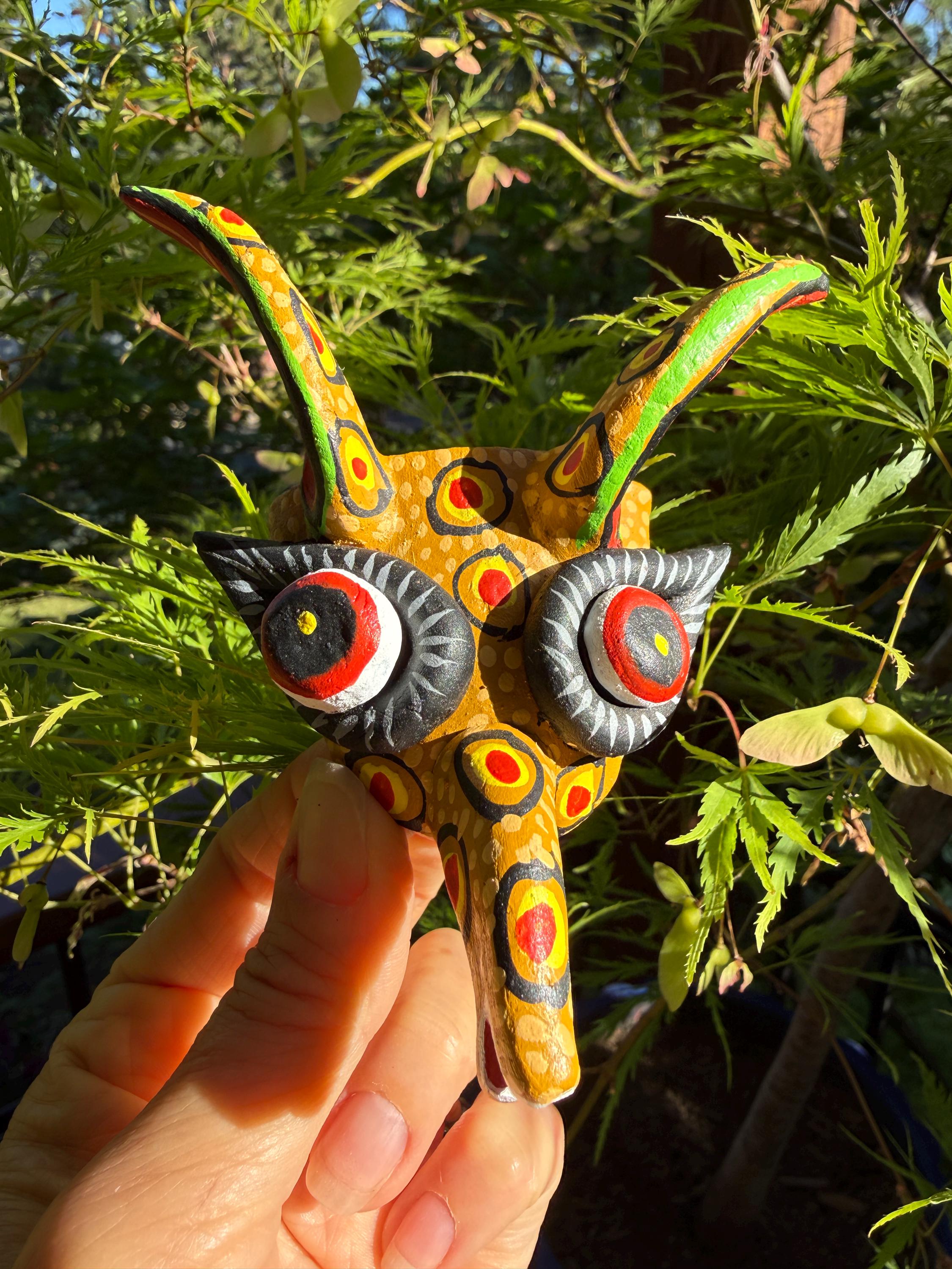 ミチョアカン州の小さな「悪魔」の仮面、メキシコの民芸品、オクミチョ