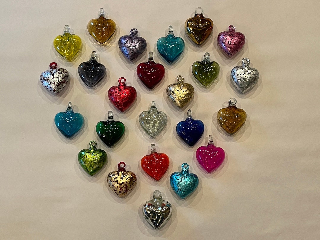 BLOWN GLASS HEART Ornament, Heart Ornament, Glass Heart Ornament