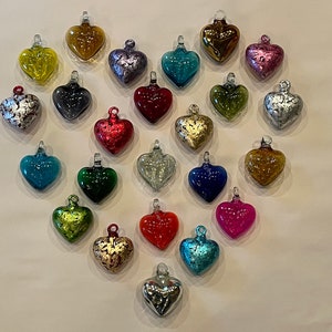 BLOWN GLASS HEART Ornament with Leaf Applique, Heart Ornament, Glass Heart Ornament, Mexican Glass Ornament, Hand Blown Glass Heart,