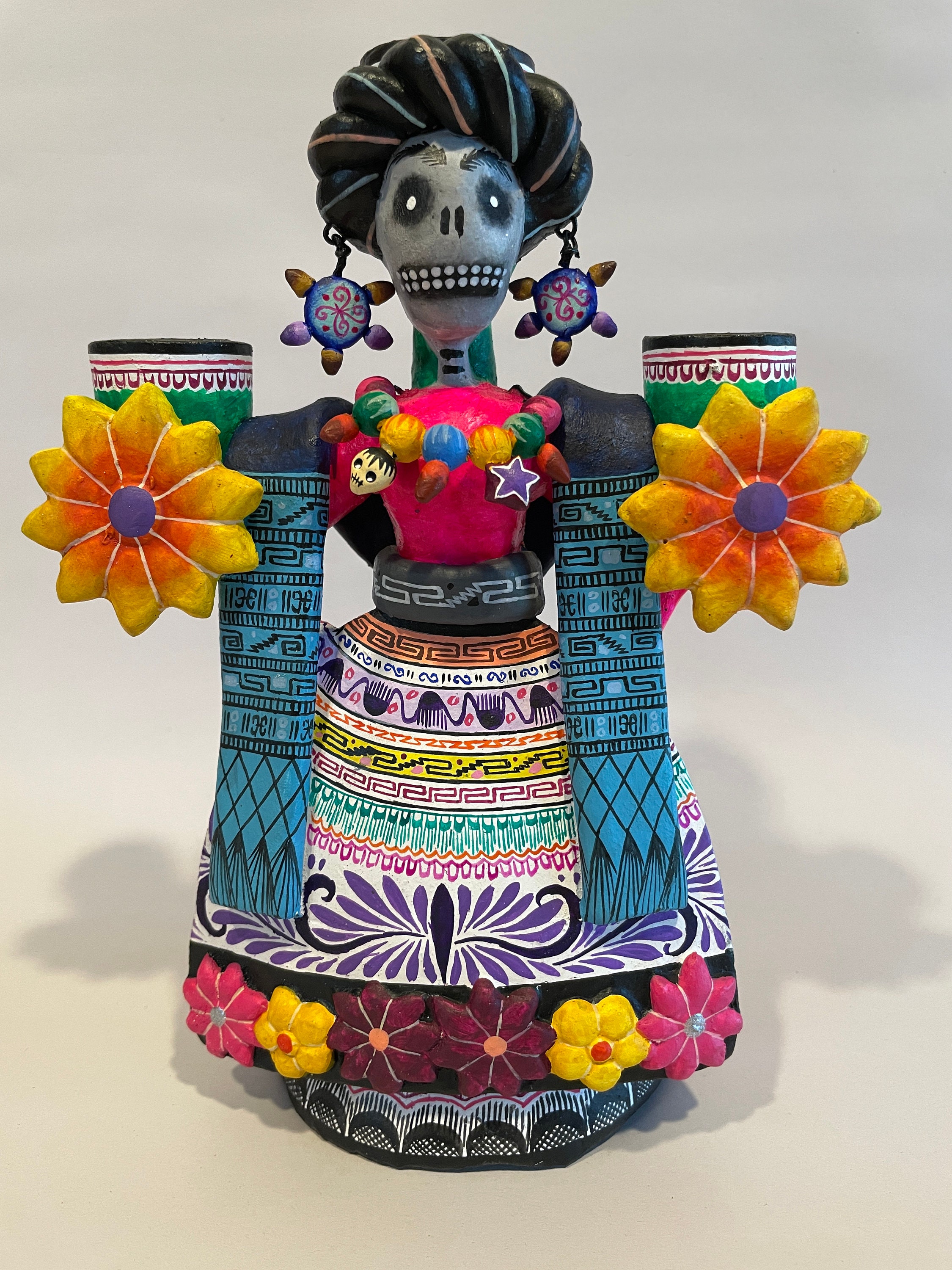 Handmade FRIDA CANDELABRA Clay Day of the Dead Dia De Los Etsy