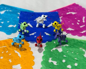 Cachorro Calavera em miniatura, Mini Dia dos Mortos, Cachorro esqueleto mexicano, Mini Muertos, Mini enfeites Calavera