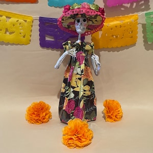 Catrina, Day of the Dead, CATRINA with Hat, Paper Mache, Dia de los Muertos Doll, Day of the Dead Doll,