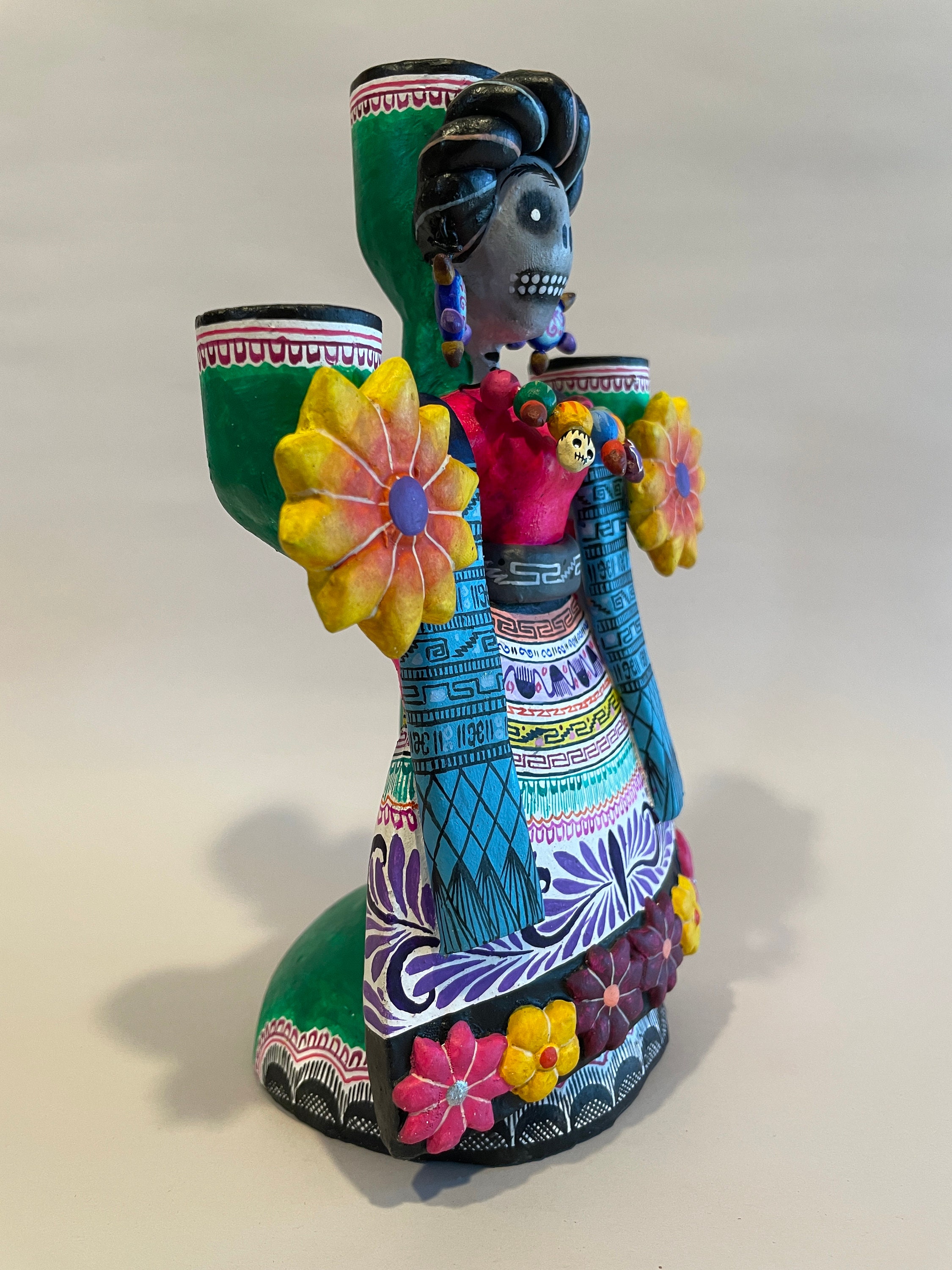 Handmade FRIDA CANDELABRA Clay Day of the Dead Dia De Los Etsy