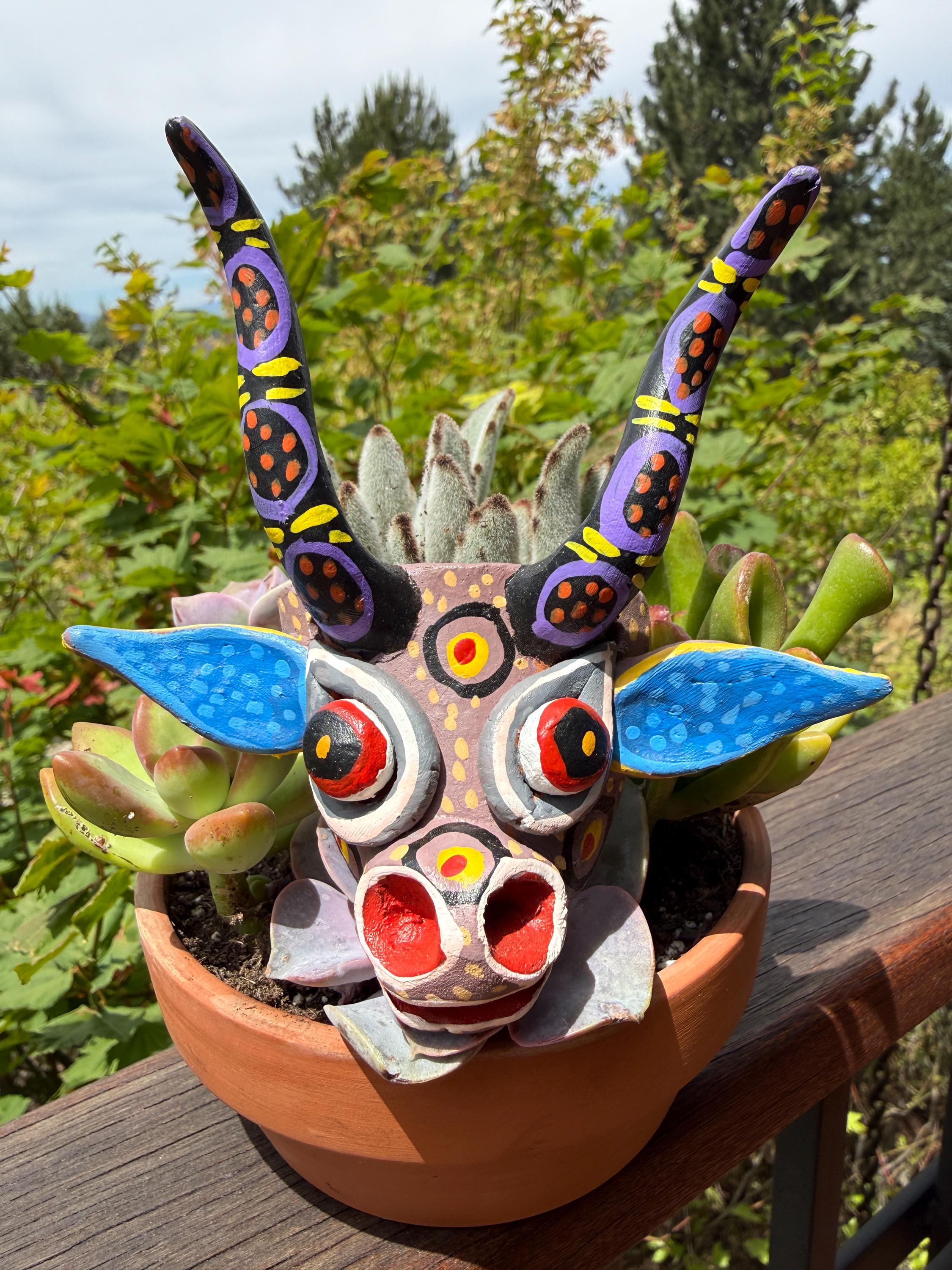 ミチョアカン州の小さな「悪魔」の仮面、メキシコの民芸品、オクミチョ