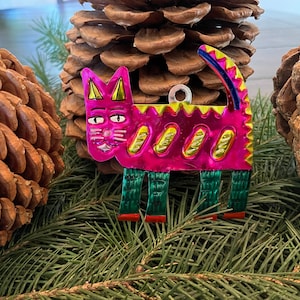 Cat Ornament, Tin Cat Ornament, El Gato, Mexican Tin Cat Ornament, Kitty Ornament