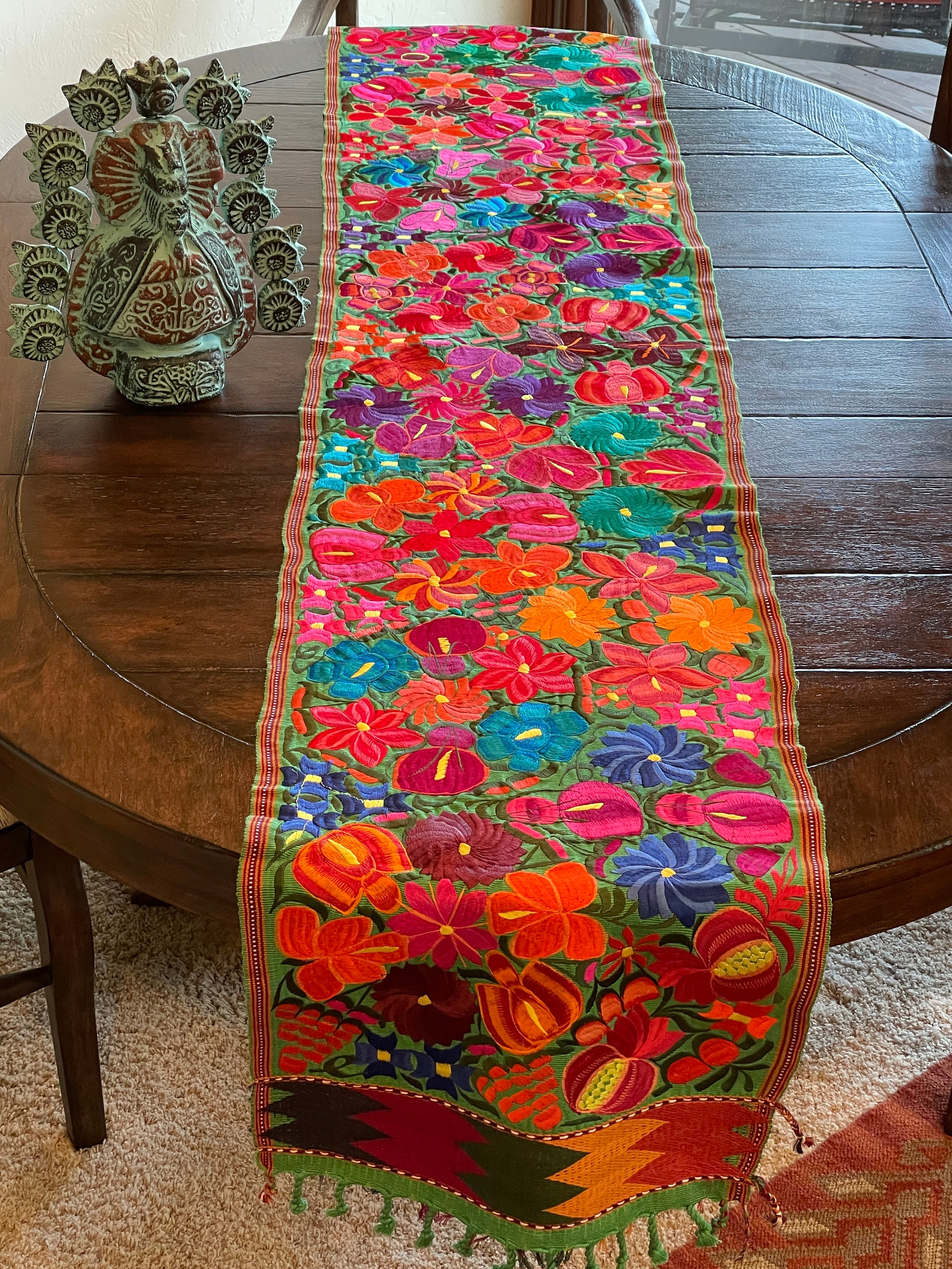 Mexican Table Runner 7 1/2' Long Floral Design on Etsy