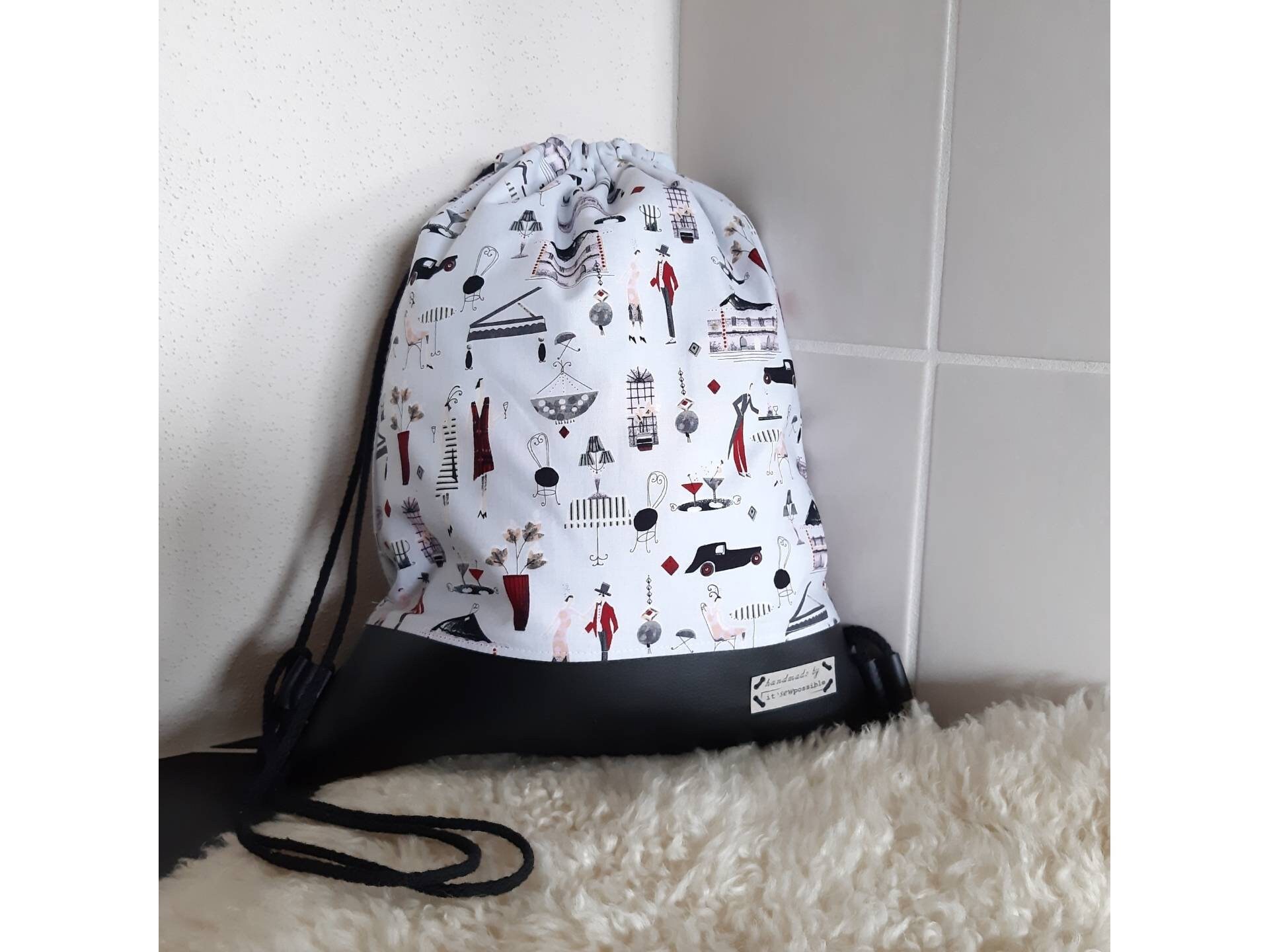 Backpack/ Gymbag/ gymbag Paris Fashion light blueblack Etsy