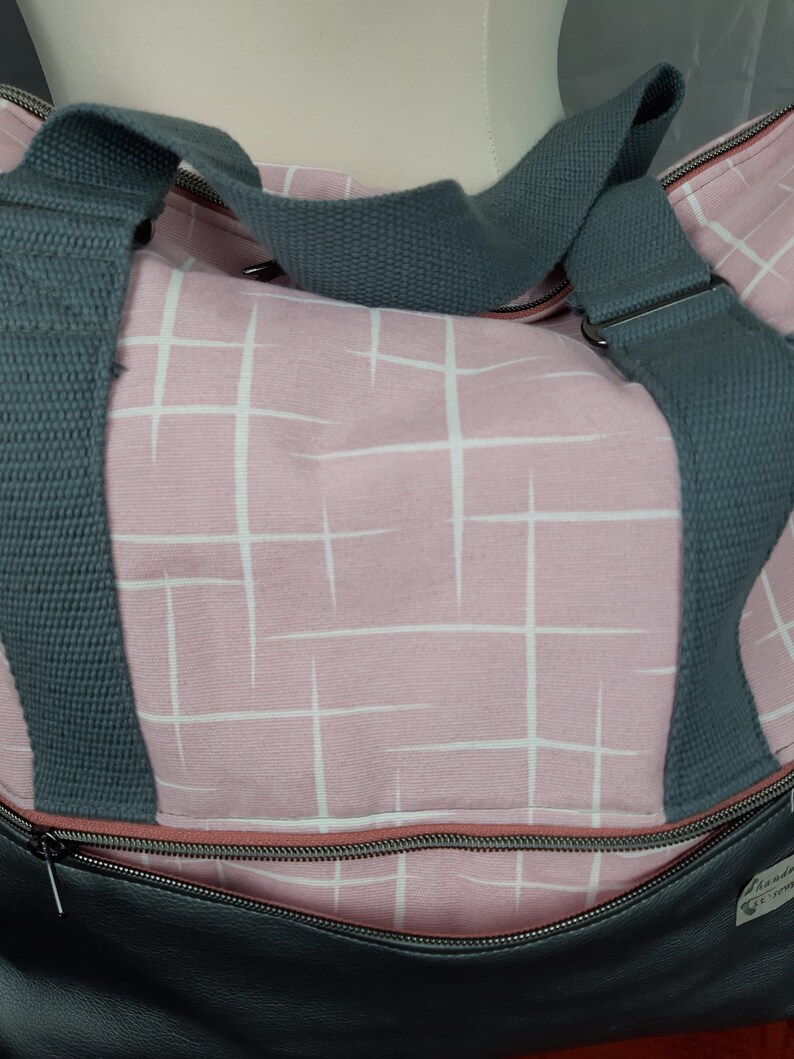 Unikat Weekender, Reisetasche für Kurztrips, Strandtasche, rosa/grau Bild 2