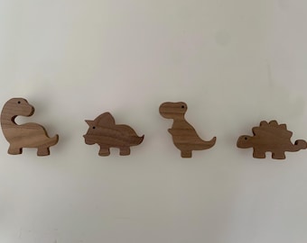 BubbaChomp® Dinosaur Wall Hooks | Solid Wood | Nursery Decor | Set of 4 Hooks