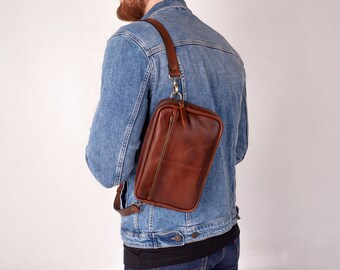 Personalized shoulder bag, leather belt bag, men’s leather bag, belt bag, waist bag, crossbody bag, fanny bag, leather Crossbody pouch