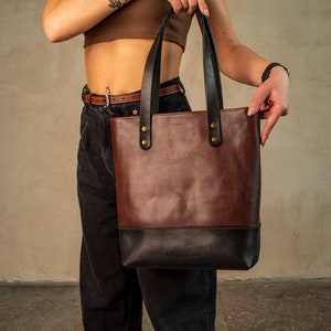 Leather tote bag, Crossbody bag, Personalized leather tote bags for women, Top grain leather handbag tote personalized or not image 5