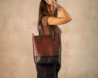 Leather tote bag, Crossbody bag, Personalized leather tote bags for women, Top grain leather handbag tote personalized (or not)
