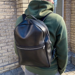 Leather backpack for mens, Mens leather backpack, Laptop backpack, Men's backpack for a gift, Gift for boyfriend, Travel backpack, Vintage image 2