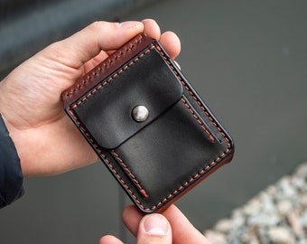 Leather Money Clip, Small leather wallet,Full Grain Leather Money Clip, Gift for Men, Minimalist Wallet with Credit Card Holder,