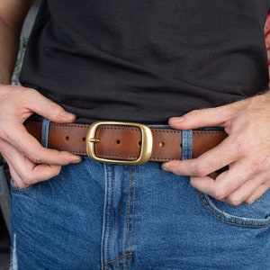 Leather Belt Brass Buckle, Full Grain Leather Belt, Brown Leather Belt, Mens Leather Belt, Womens Leather Belt, Gift belt,gift for boyfriend image 6