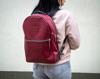 Gewachster Lederrucksack,lila Lederrucksack Frauen,Laptop-Rucksack für Frauen,Weihnachtsgeschenk für sie,Made in UA,Personalisierung