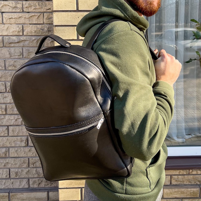 Leather backpack for mens, Mens leather backpack, Laptop backpack, Men's backpack for a gift, Gift for boyfriend, Travel backpack, Vintage image 1