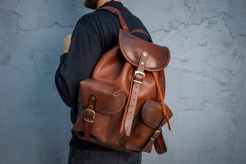 Personalized Backpack Handmade Full Grain Leather Backpack Travel Backpack Men Backpack Rucksack Best Father's Day Gift Vintage Backpack image 2