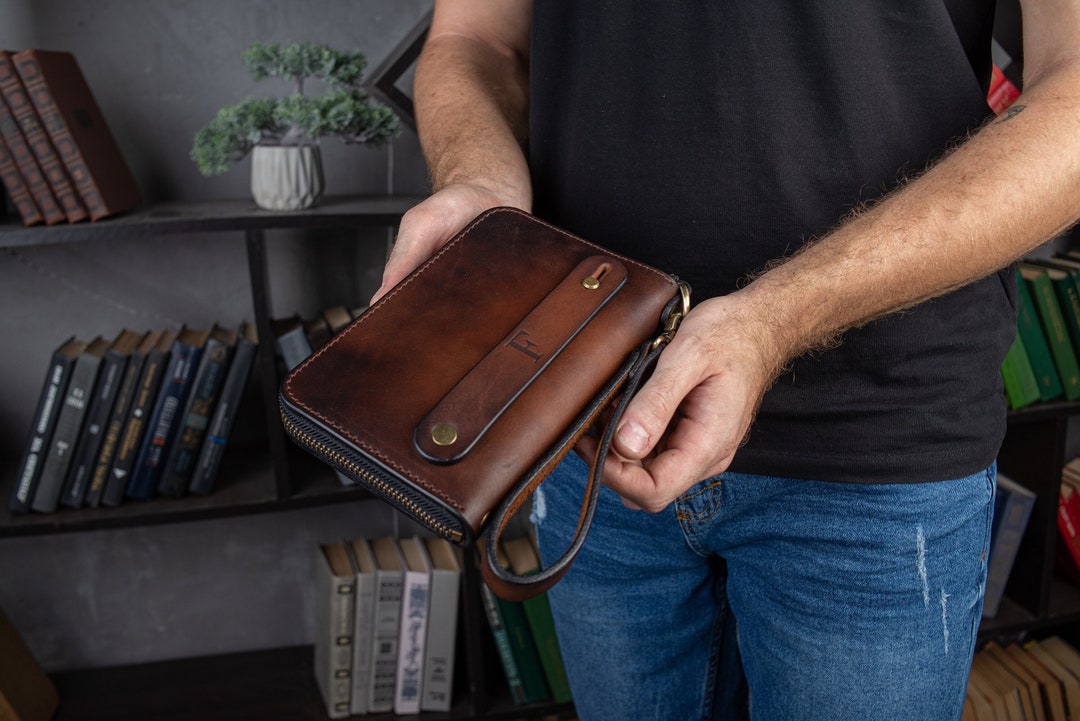 Personalized Leather Clutch Full Grain Leather Clutch Etsy