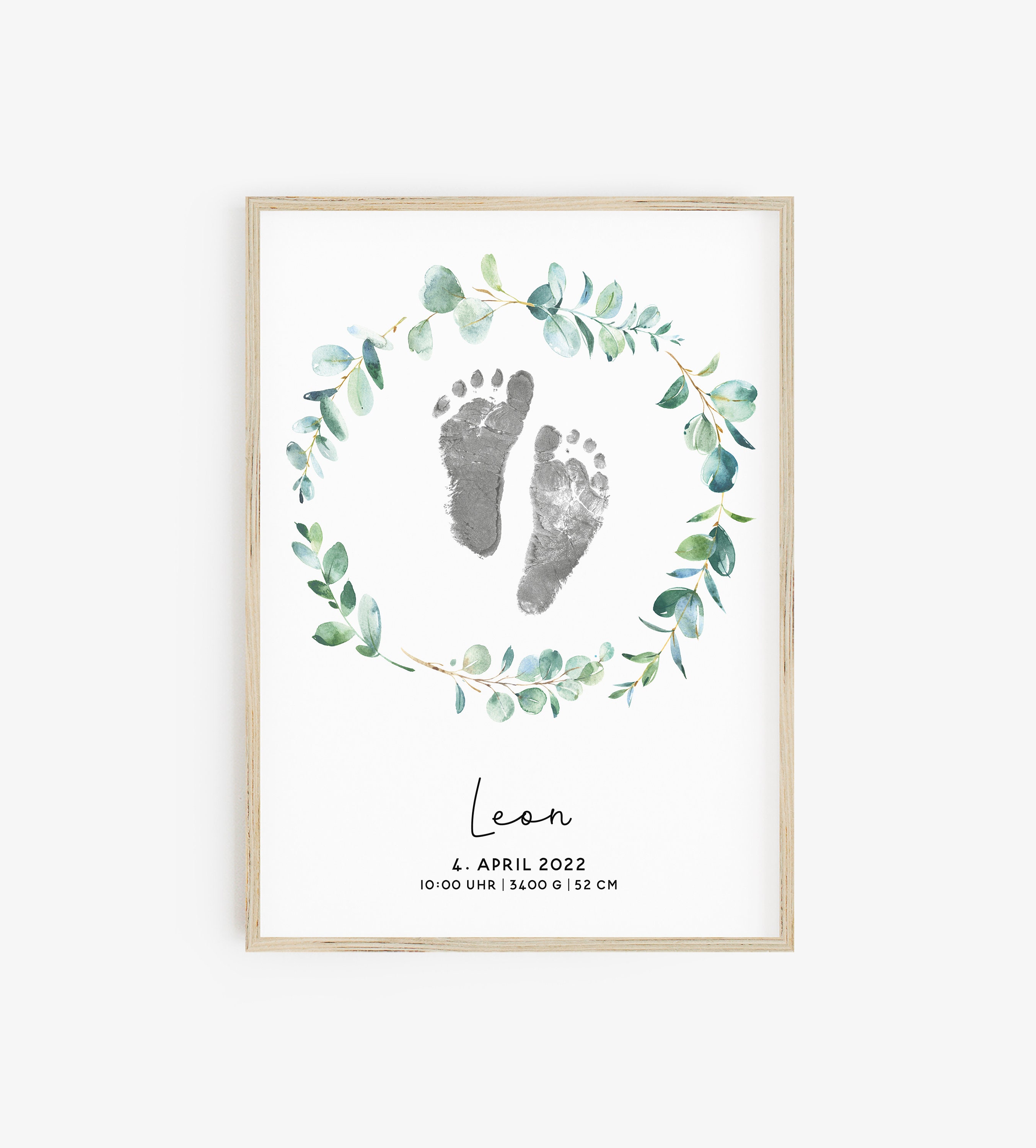 Birth Poster Poster Baby Footprint Eucalyptus For Stamping Etsy